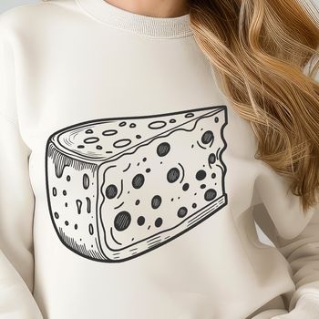 A high-resolution digital illustration of a wedge of cheese with intricate details.
