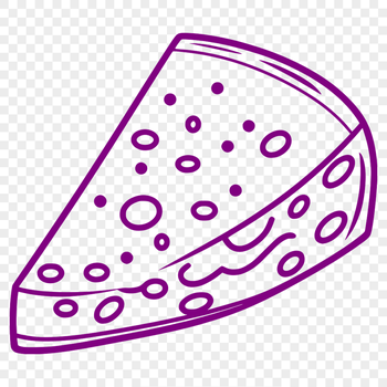 An SVG graphic representation of a slice of cheese with clean lines and crisp edges.