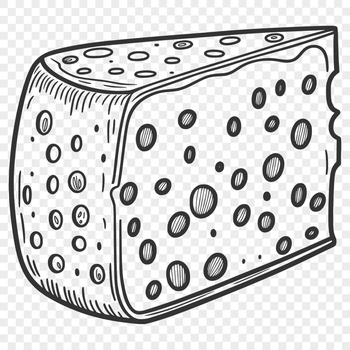 A digital illustration of a cheese wheel made from vector shapes and lines.