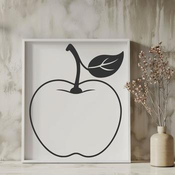 A digital illustration of a single cherry fruit with leaves