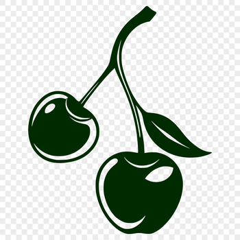 A vector illustration of a ripe red cherry, suitable for graphic design and digital crafting.