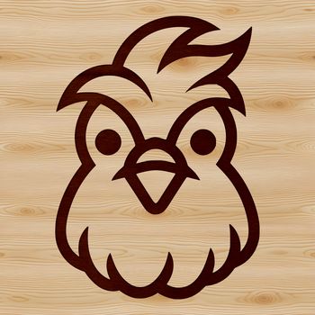 A simple line drawing of a chicken's head, suitable for vector design.