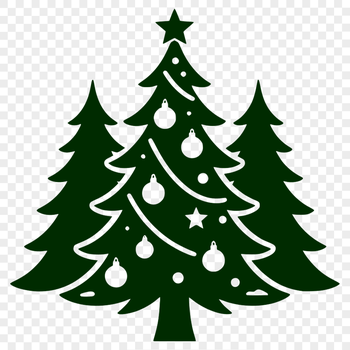 An outline silhouette of a traditional Christmas tree ready for cutting or laser engraving.