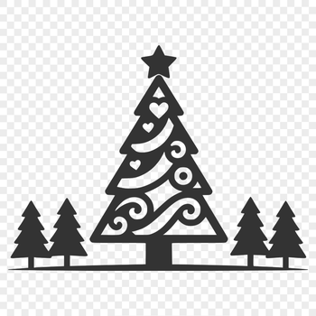 An svg graphic representation of a festive evergreen Christmas tree design.