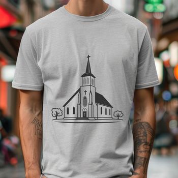 Illustrated rendering of a Baptist church building in vector format.