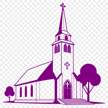 A detailed illustration of a church building in vector format