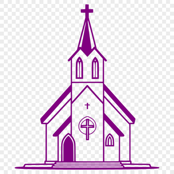 Illustration of a traditional Christian church building with detailed architecture.