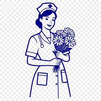 A stylized illustration of a female nurse in a professional setting, ideal for educational or healthcare-related projects.