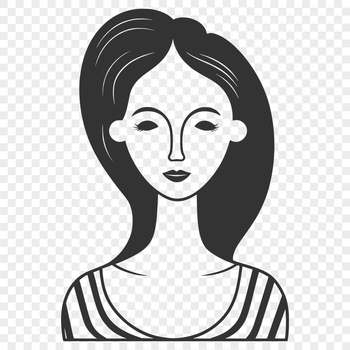 An illustration of a young adult female in casual clothing.