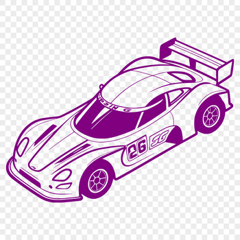 A detailed illustration of a racing car with sleek design features.