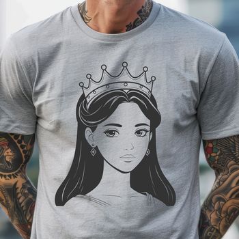 A young female figure with royal attire, depicted in a simple vector design.