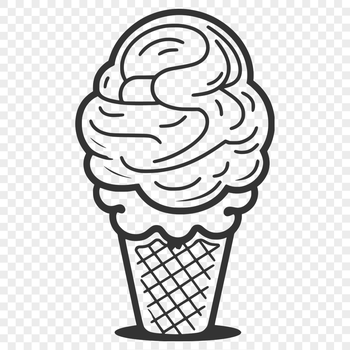 A stylized illustration of a cone with a scoop of ice cream, suitable for vector graphic design.