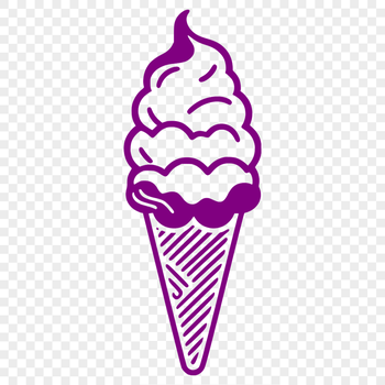 Colorful illustration of a cone with a scoop of ice cream, suitable for printing and cutting.
