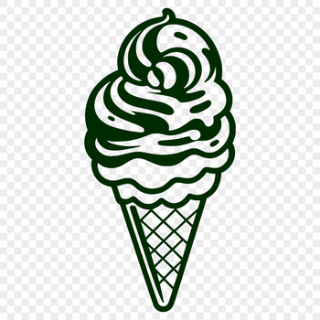 A colorful illustration of a single scoop of ice cream on a cone, created as a vector graphic.