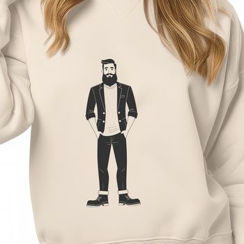 A male figure with a beard, created as a vector design for graphic projects.