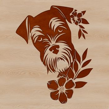 A close-up illustration of the head of a Miniature Schnauzer dog breed, ideal for digital design and crafting.