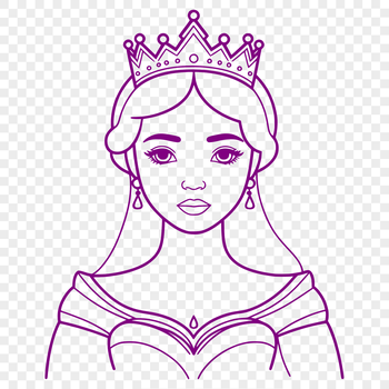 A young female character in a regal dress, suitable for vector art design.