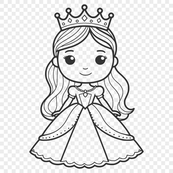 An SVG vector graphic design featuring a girl dressed as royalty.