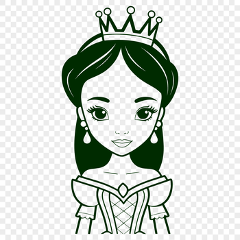 A vector graphic design of a smiling girl dressed as a princess, suitable for crafting projects or digital use.