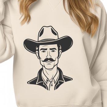 A vector graphic representation of a cowboy figure suitable for various applications and designs.