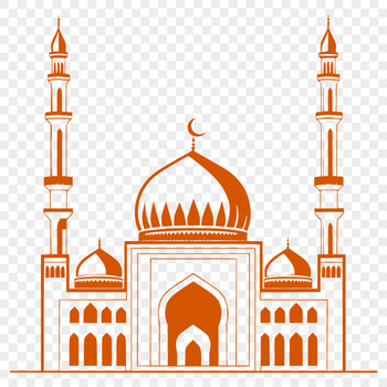 A 2D illustration of a mosque architecture with intricate design elements.