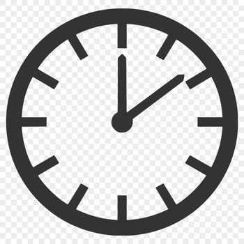 A digital timekeeping device with moving hands in a simple vector design.