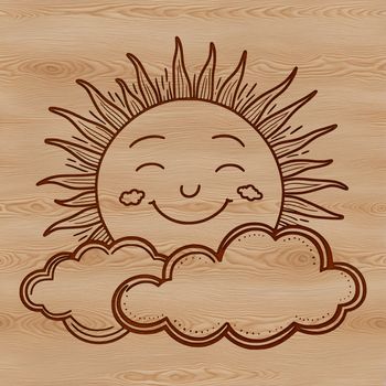 Illustrative representation of the sun with stylized rays.