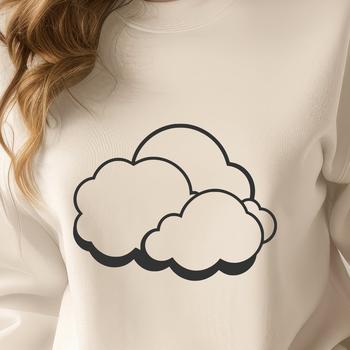A stylized vector illustration of a white cloud against a clear blue sky.