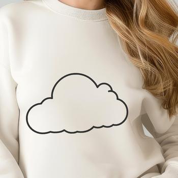 A stylized illustration of a white puffy cloud against a light blue background.
