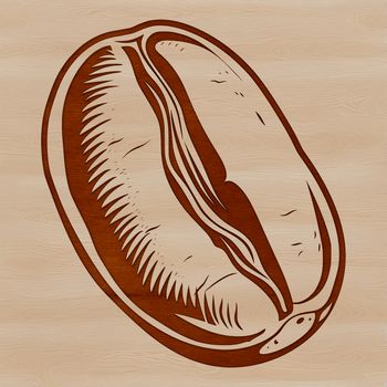 A stylized illustration of a single coffee bean, suitable for digital design and crafting.