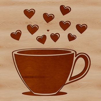 Cup illustration with love hearts design suitable for vector art and clip art applications.