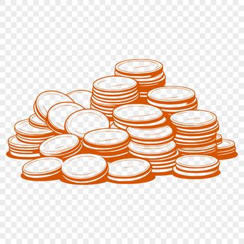 Stackable collection of vector currency icons featuring multiple coin types.