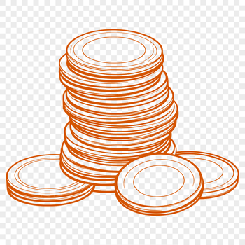 Vector illustration of various coins from around the world in a circular arrangement.