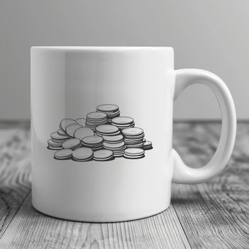 Illustrative design of various coins in a digital format.