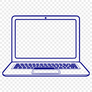 A detailed illustration of a modern laptop with its keyboard and screen visible.