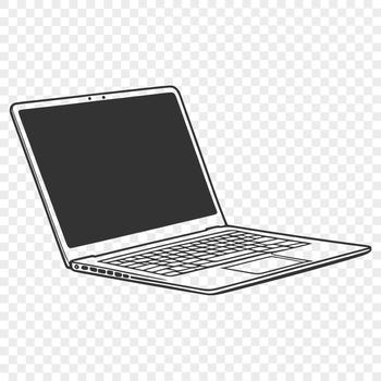A detailed illustration of a laptop computer with various digital icons.