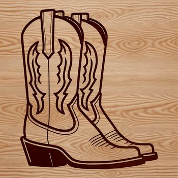 A pair of cowboy boots with intricate stitching and leather details.