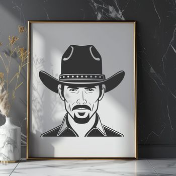 A cowboy silhouette in vector format, ideal for cutting machines or laser engraving.