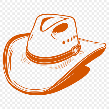 A classic cowboy hat with a wide brim and high crown, designed as vector art.