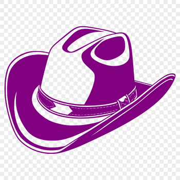 A simple illustration of a classic cowboy hat made from vector lines and shapes.