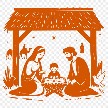 A traditional Christian scene depicting the birth of Jesus, featuring Mary, Joseph, and the baby in a manger.