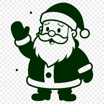 A stylized silhouette of Father Christmas in a festive holiday setting.