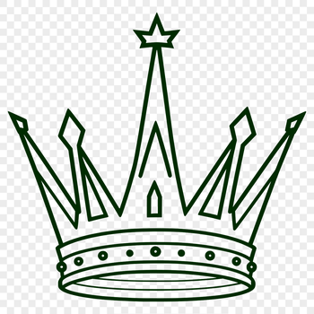A digital illustration of a crown made up of intricate lines and shapes.