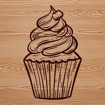 A colorful cupcake design featuring a rounded base and layered frosting.