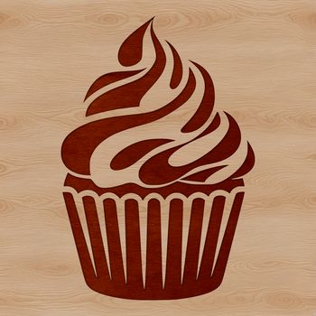 A vector graphic design of a delicious cupcake with colorful toppings on a flat surface.