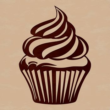 A digitally designed illustration of a single serving-sized dessert cake with creamy frosting.