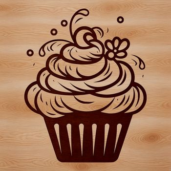 A single serving of cupcake with frosting on top, designed as vector art.