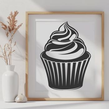 A decorative cupcake illustration made in vector format.