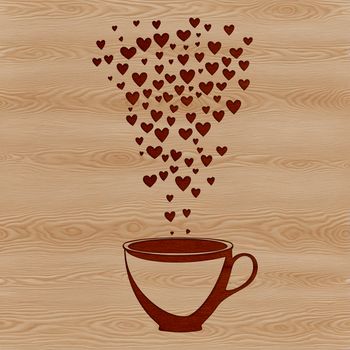 A simple design of a cup filled with love hearts, perfect for a creative project.