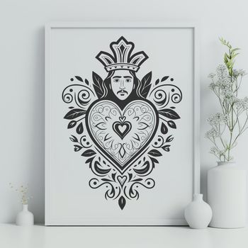 An iconographic representation of the Sacred Heart, suitable for religious and decorative purposes.